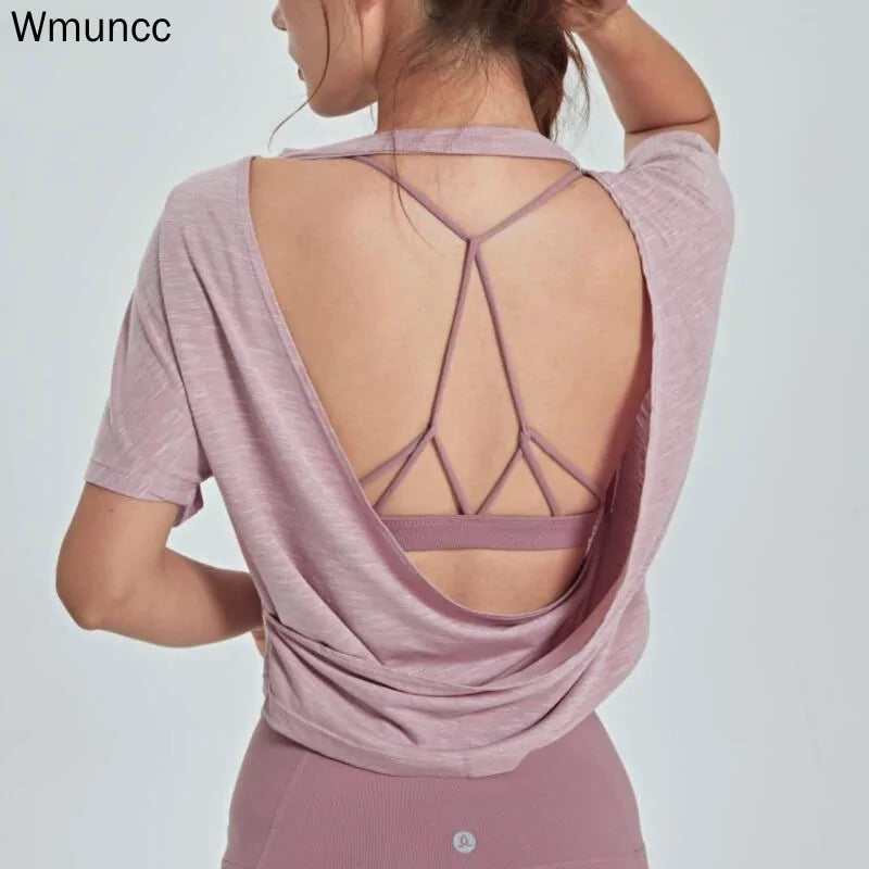 Wmuncc Open Back Sports Blouse: Breathable Gym and Yoga Tank