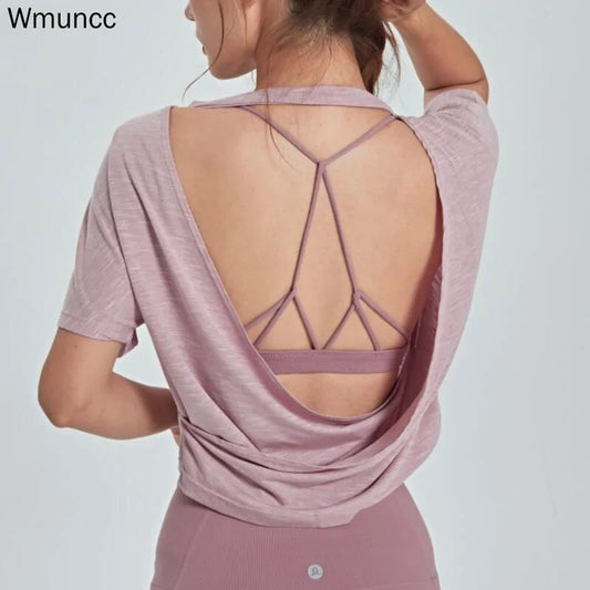 Wmuncc Open Back Sports Blouse: Breathable Gym and Yoga Tank