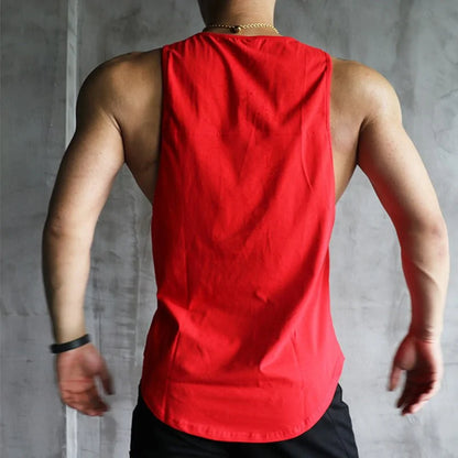 Men's Fashion Letter Print Tank Top: High-Quality Cotton Sleeveless Vest